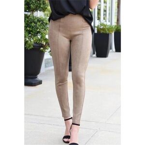 SPANX Taupe Faux Suede Leggings